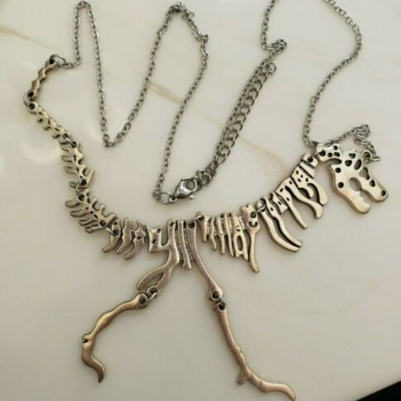 SILVER T-REX DINOSAUR NECKLACE-UNIQUE - Picture 5 of 5